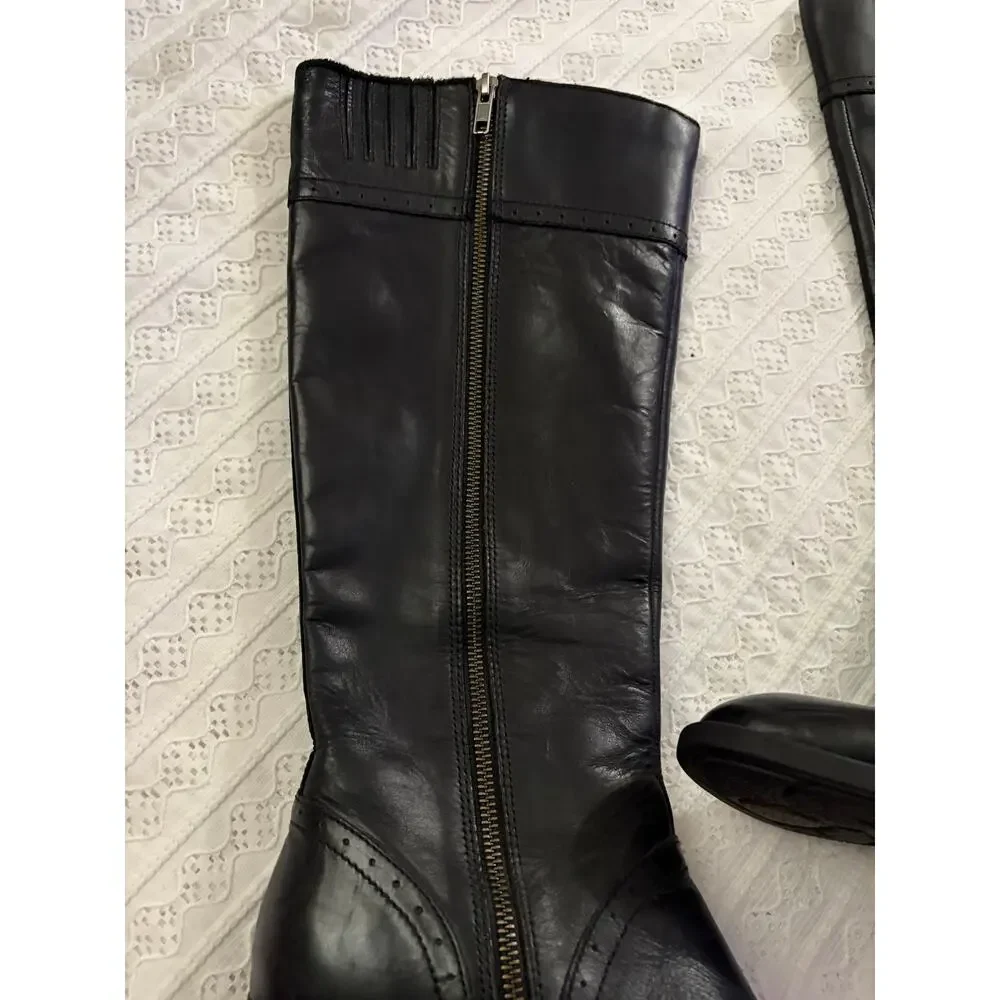 Born Black Leather Tall Riding Boots Side Zip Women's 9.5M Comfort Boots - Picture 9 of 11